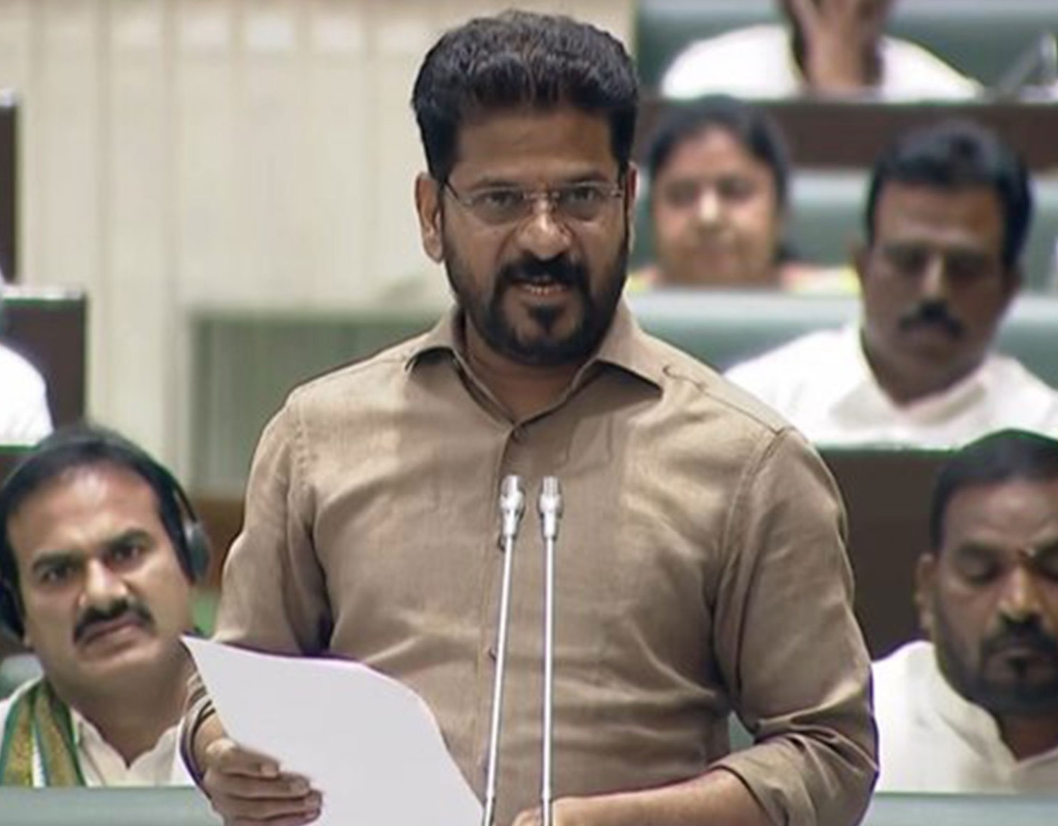 Revanth Reddy speaks about KCR family land records in the Telangana Assembly