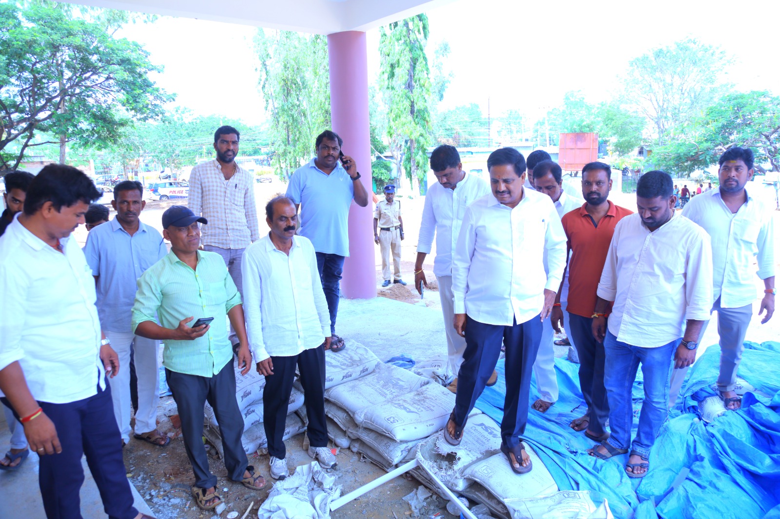 MLA Kasireddy Narayana Reddy inspecting construction works