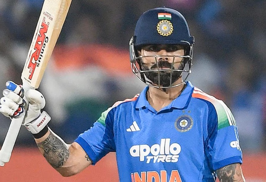 Virat Kohli celebrates his century during India’s match against West Indies