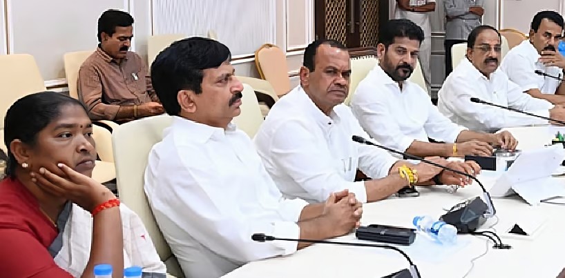 Telangana Chief Minister Revanth Reddy at a Telangana Cabinet meeting