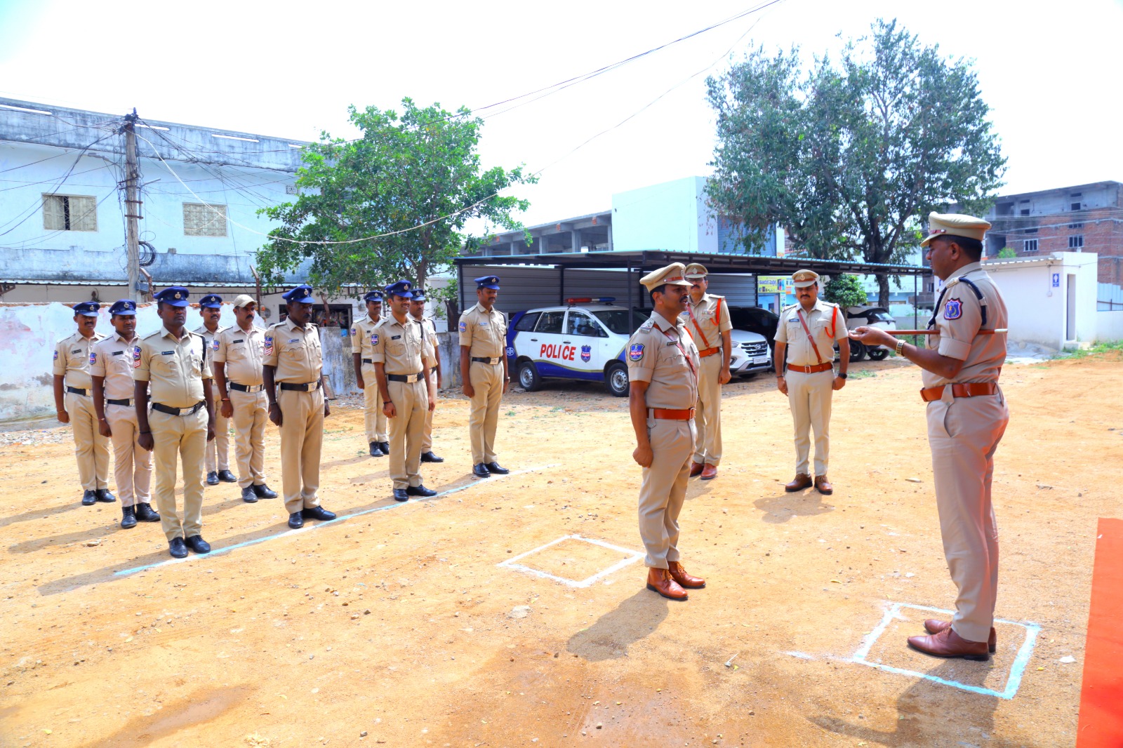 ACP Janaki Reddy inspecting Amangal Police Station
