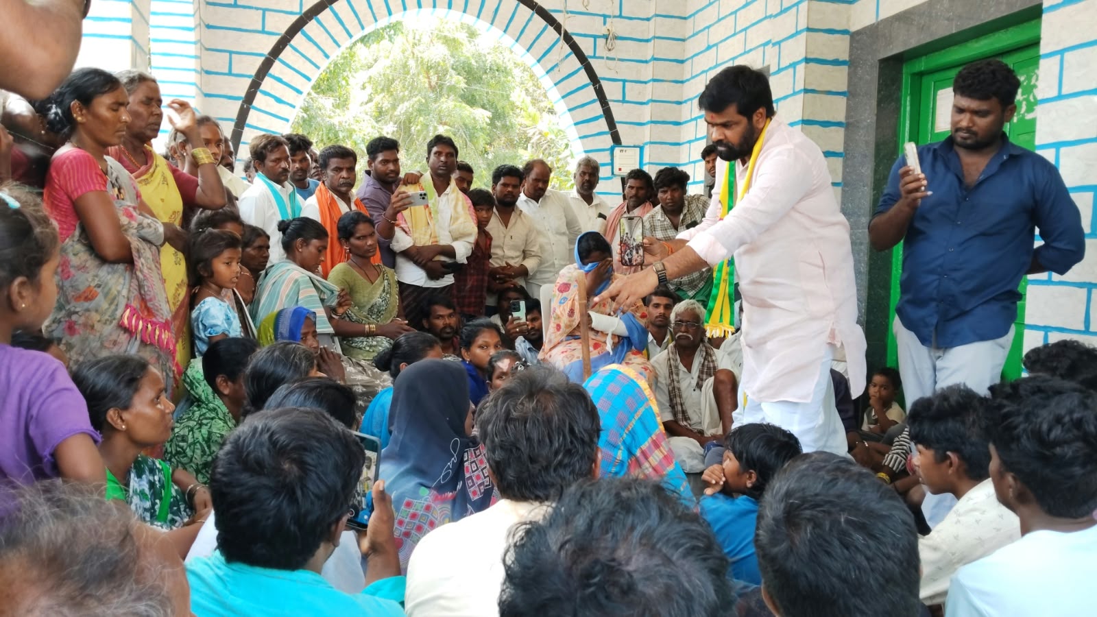 TRS Gadwal constituency in-charge Gongalla Ranjith Kumar visits families affected by the Bharatmala road accident in Induvasi village